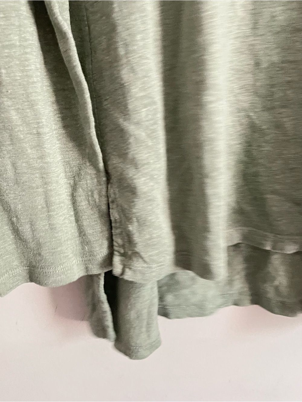 Eileen Fisher Organic Linen Tunic Top Medium Large Green Minimalist Lagenlook - Picture 6 of 8